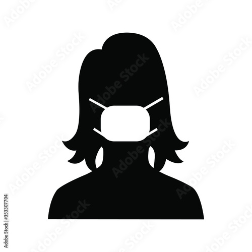 Woman in medical face protection mask. Vector icon of depressed and tired people wearing protective surgical mask. illustration for concepts of disease, sickness, alergies, pollution