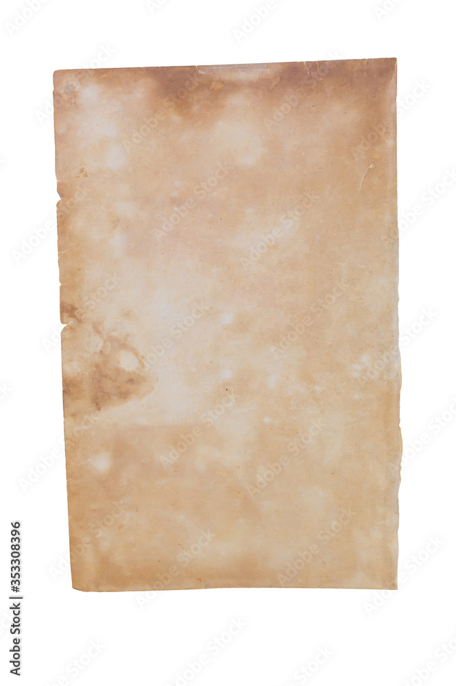 old paper texture isolated on white background with cliping paths