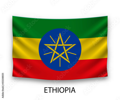 Hanging silk flag ethiopia