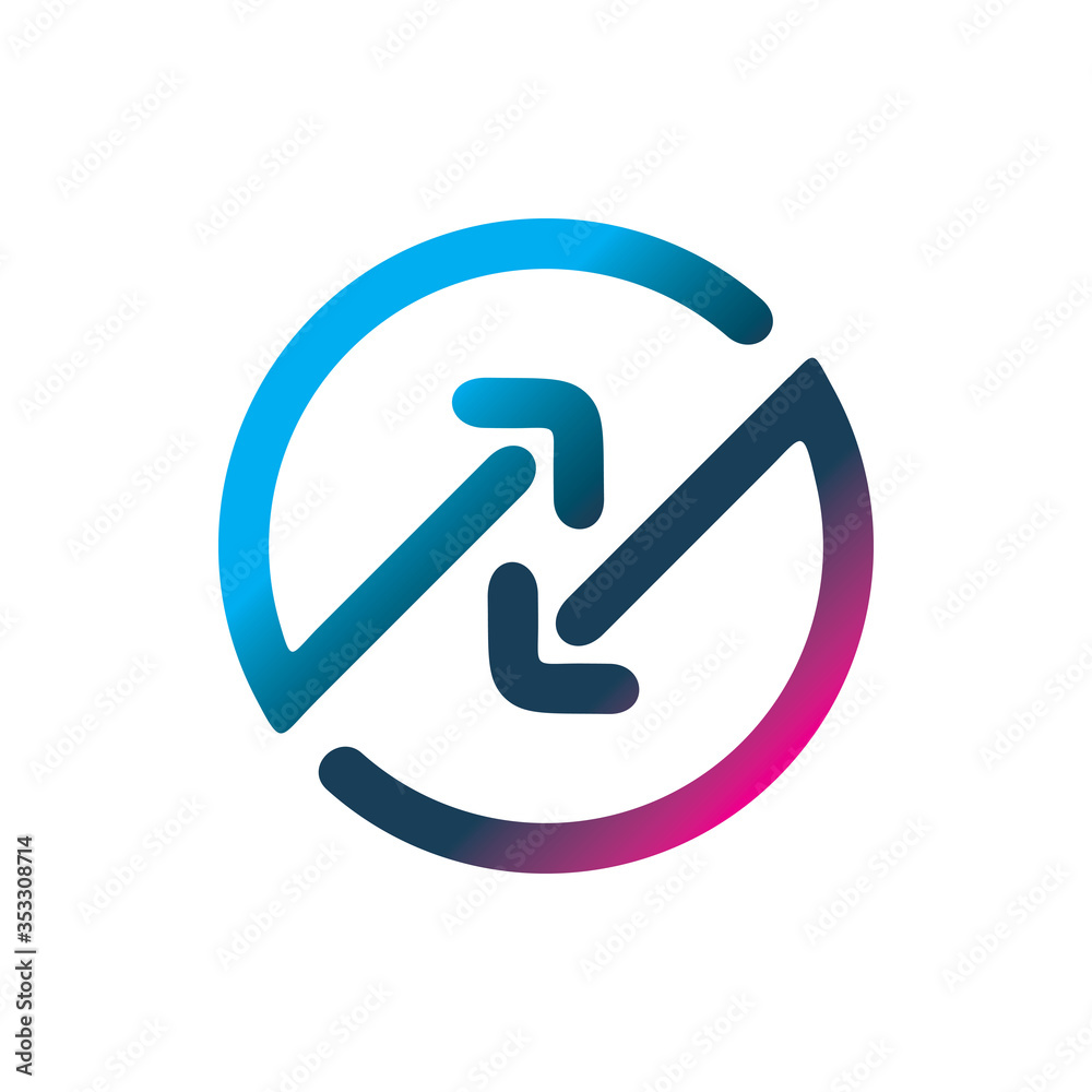 full color circle arrow line yin yang balance code logo design full color circle arrow line yin yang balance code logo design