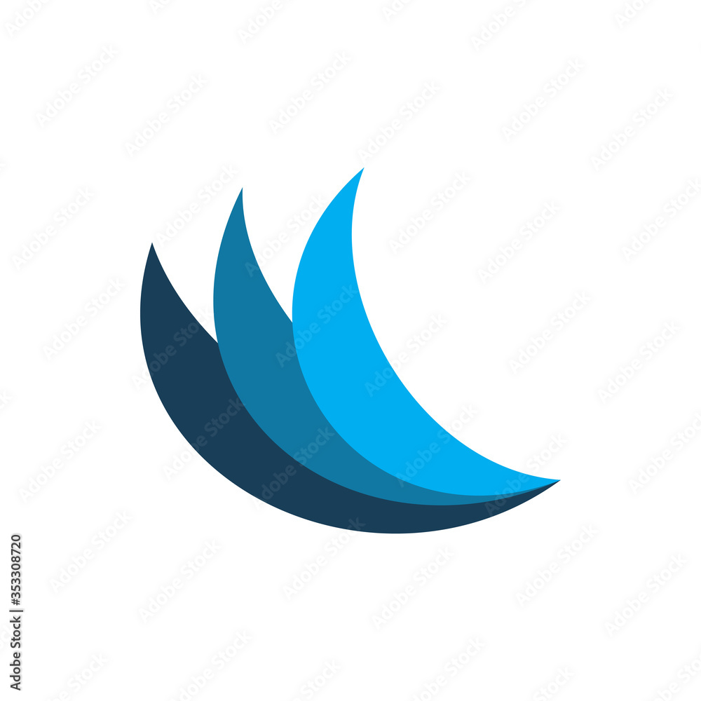 blue wave feather logo design