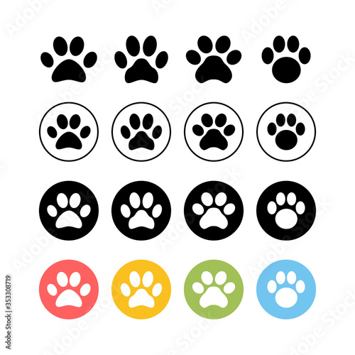 Set of Paw icons. Paw Print icon