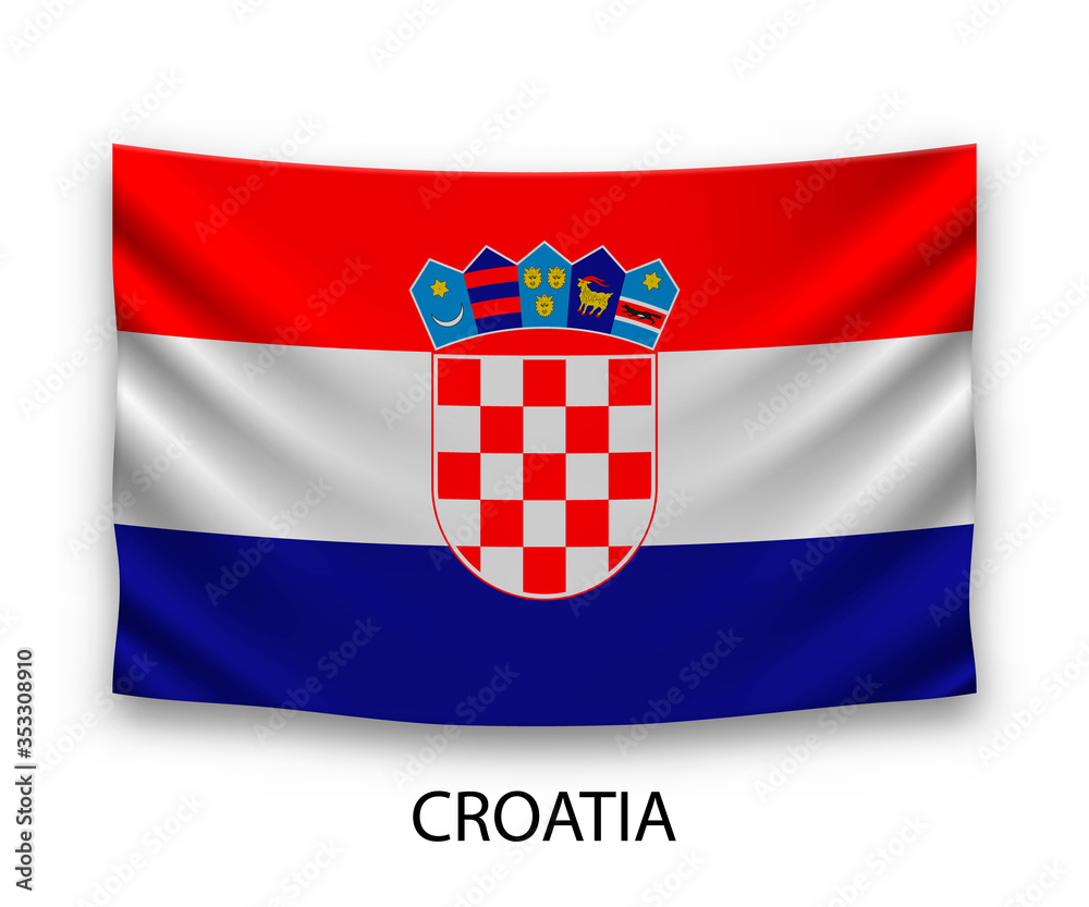 Naklejka premium Hanging silk flag Croatia