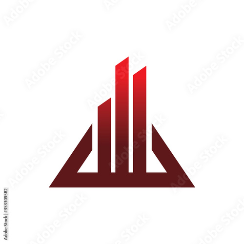 red triangle chart logo design