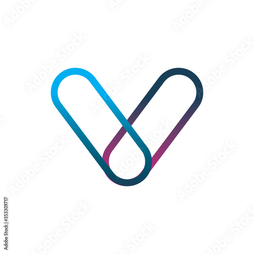 letter v color line logo design