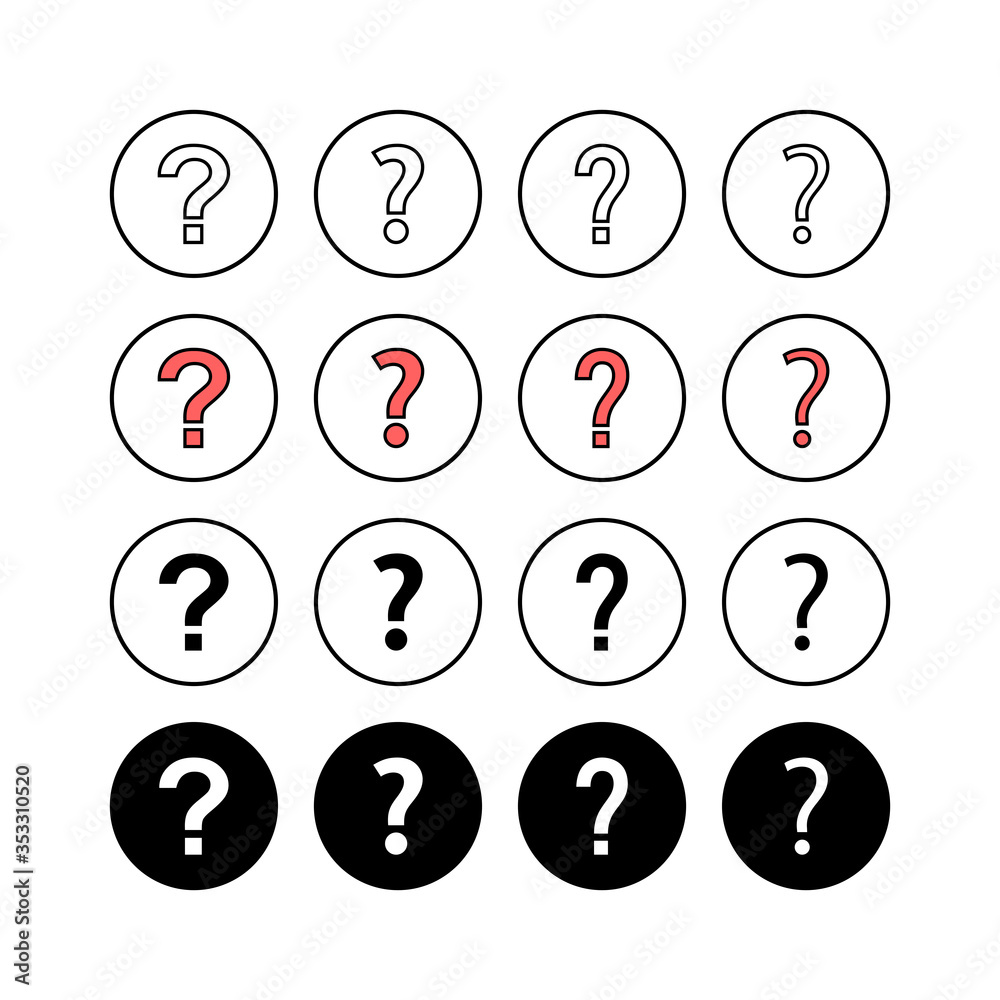 Set of Question Icons. Question mark sign. help icon. Faq Set of Question Icons. Question mark sign. help icon. Faq