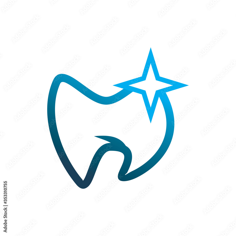 Fototapeta premium dentist medical tooth star doctor healthy logo design