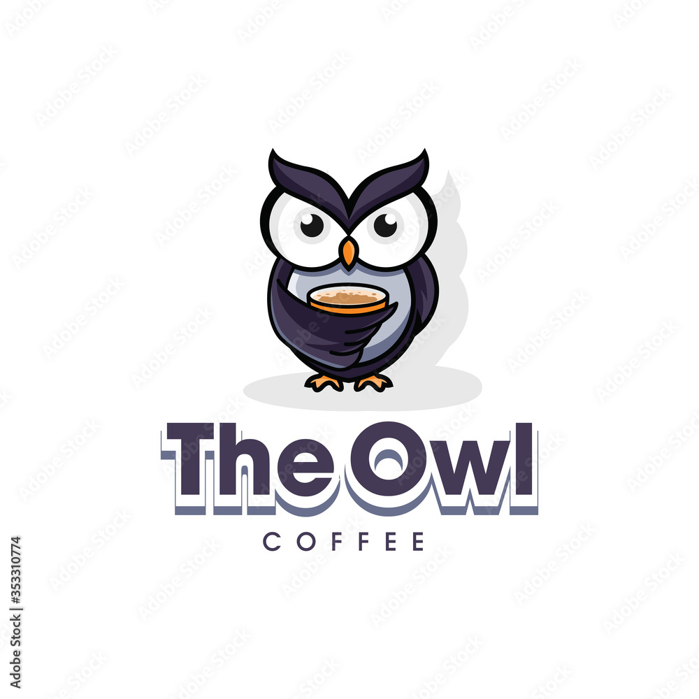 Naklejka owl coffee logo icon template vector illustration