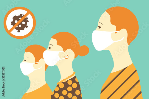People in white medical face mask. Concept of coronavirus quarantine. Novel coronavirus (2019-nCoV).