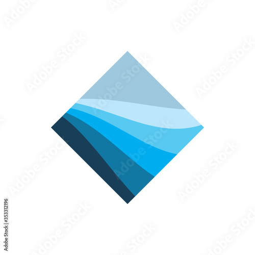 blue diamond color ocean land logo design