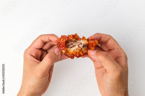 Fried chicken on white background