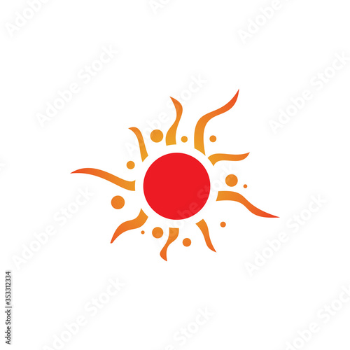 full color hot art circle sun logo design
