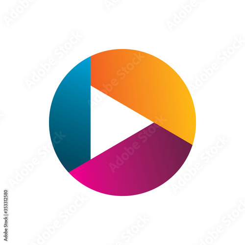Free Download creative full color circle play media logo design - GFXLoad