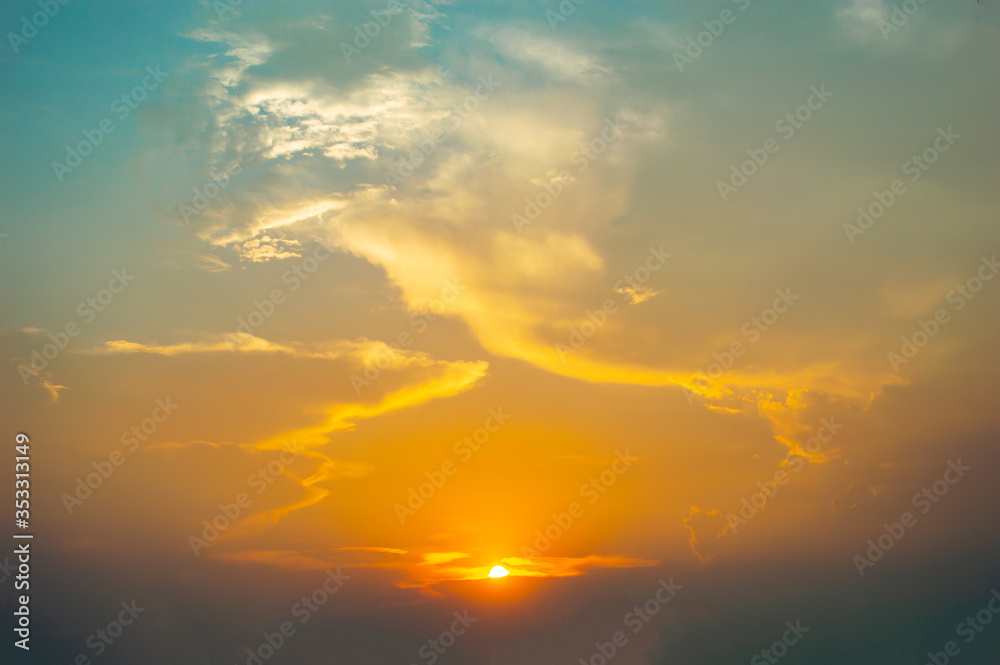 sunlight sunset with blue sky background