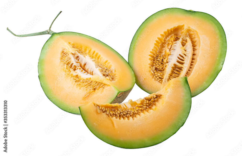 Divide the melon on white background with clipping paths Divide the melon on white background with clipping paths