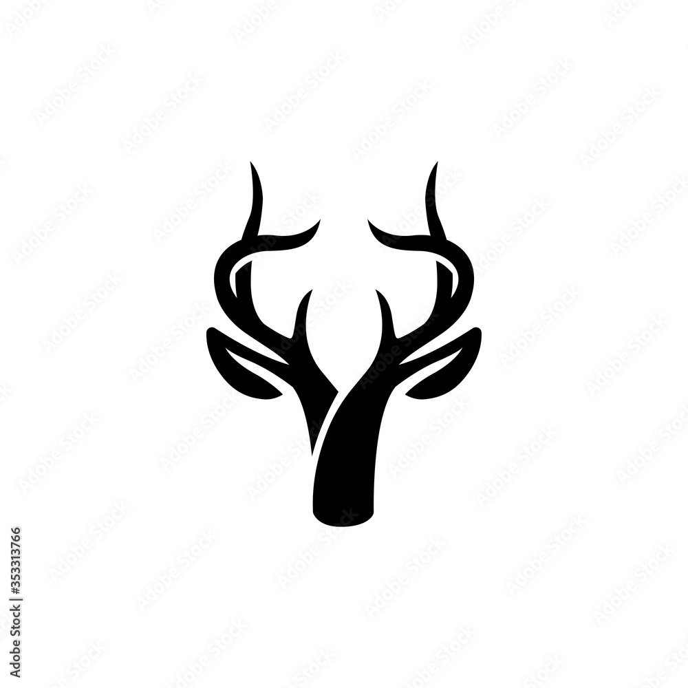 Deer head, antlers logo design vector illustration Deer head, antlers logo design vector illustration