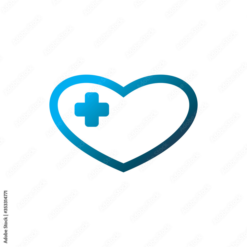 blue line love hearth plus medical heath care logo design blue line love hearth plus medical heath care logo design