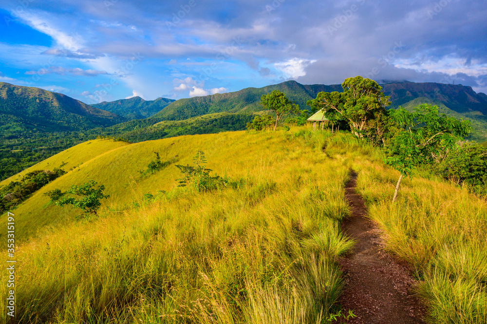 Countryside of Coron - Amazing view from Mount Tapyas on Busuanga Island at sunset - tropical destination with paradise landscape scenery, Palawan, Philippines.