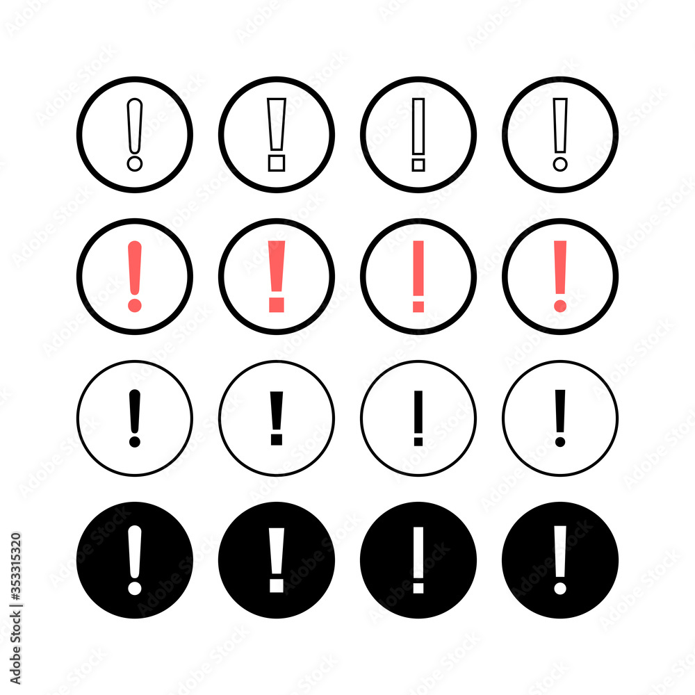 Set of Exclamation danger sign vector icon. attention sign icon. Hazard warning attention sign. icon alert. Risk Set of Exclamation danger sign vector icon. attention sign icon. Hazard warning attention sign. icon alert. Risk