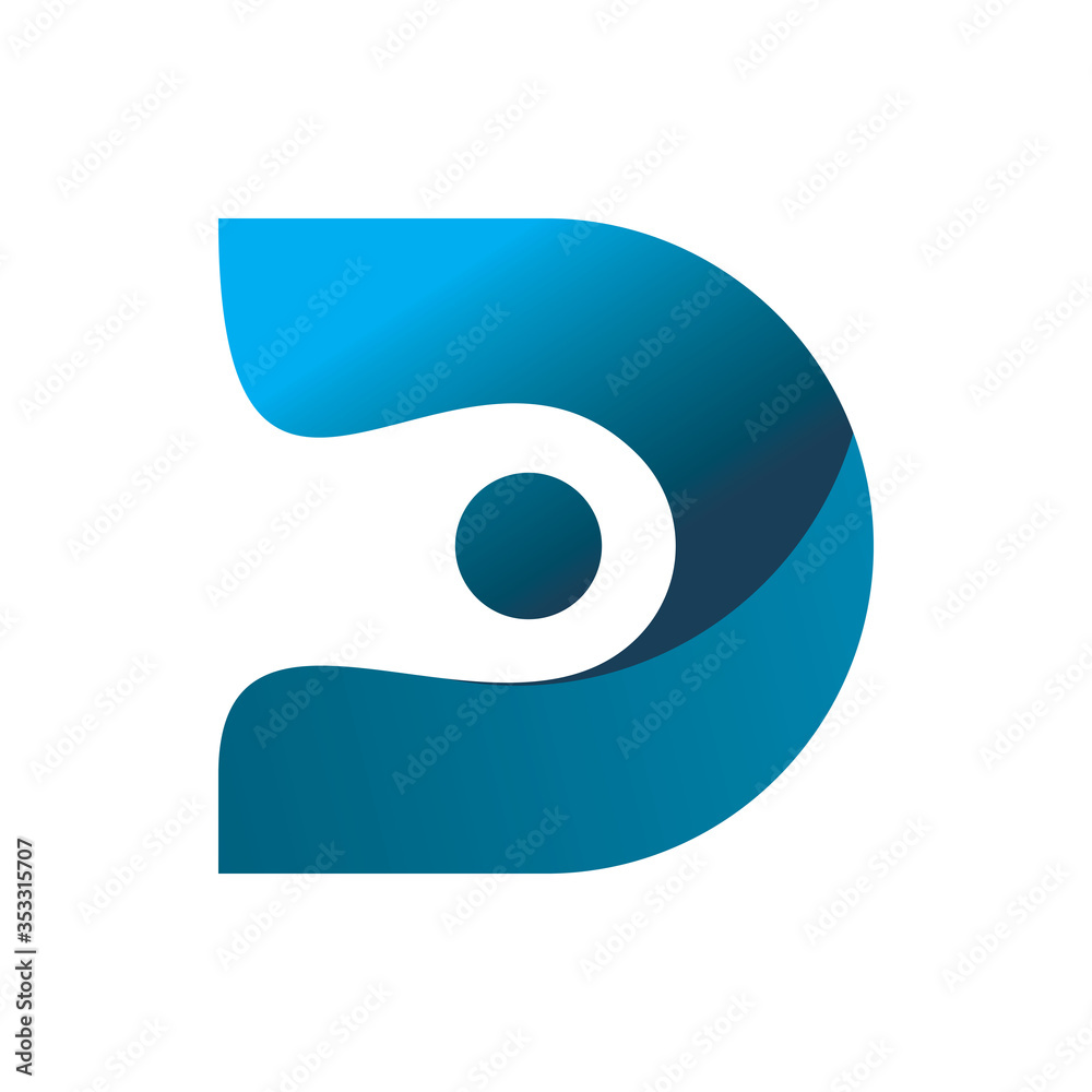full blue color shape letter d circle dot logo design full blue color shape letter d circle dot logo design