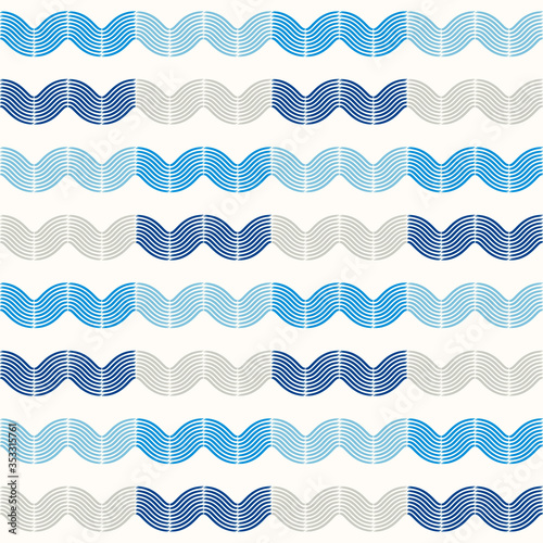 Waves and Sea. Seamless pattern. Geometry. Design with manual hatching. Ethnic boho ornament. Tribal motif. Vector illustration for web design or print.