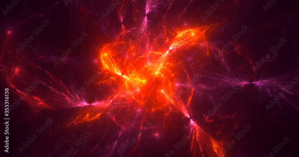 3D rendering abstract red fractal light background