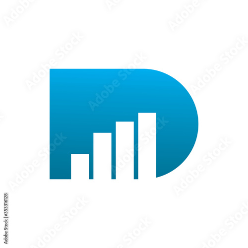 blue business chart letter d logo design