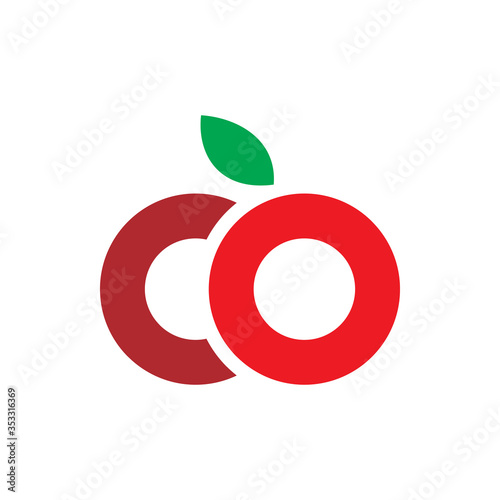 red circle fruit cherry leaf logo design