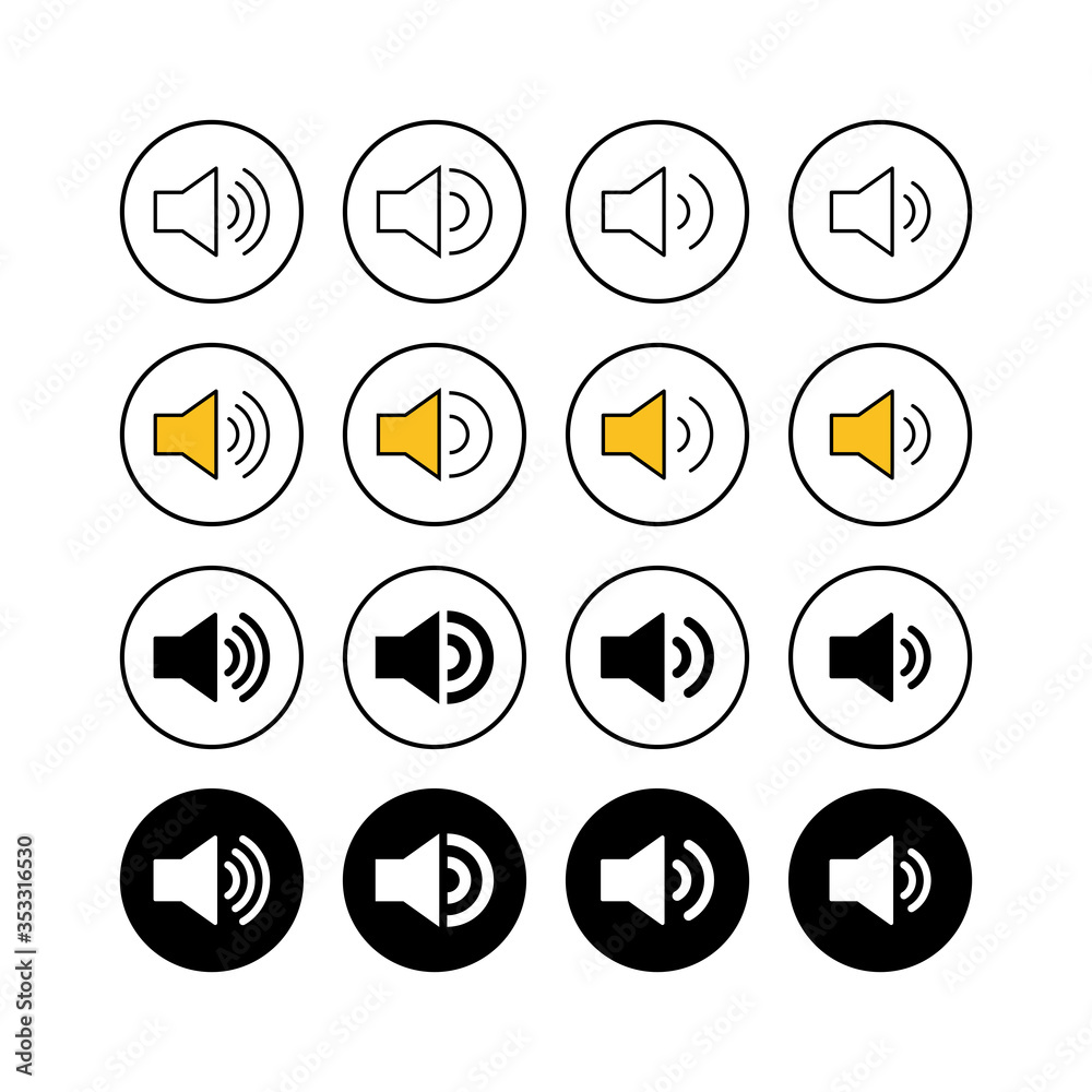 Set of Speaker icons. Volume icon. Loudspeaker icon vector. Audio. Sound