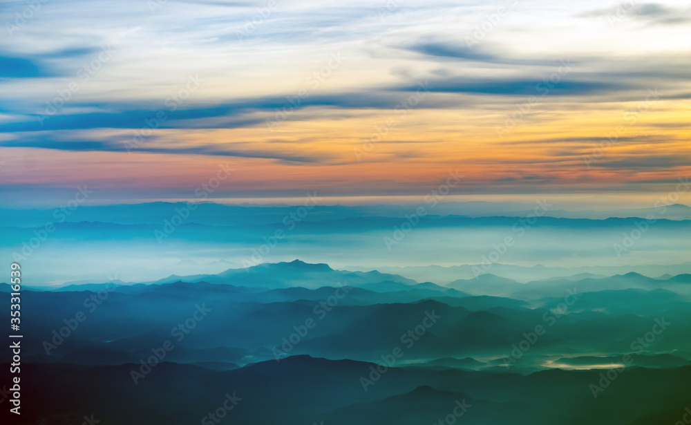 Landscape view of top of mountain and cloud in the morning Landscape view of top of mountain and cloud in the morning