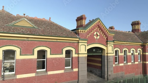 drone fly over of historical Korumburra train station photo