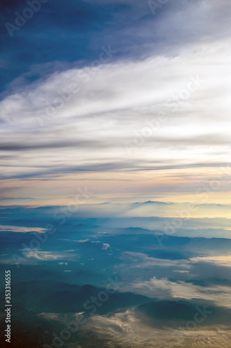 Landscape view of top of mountain and cloud in the morning