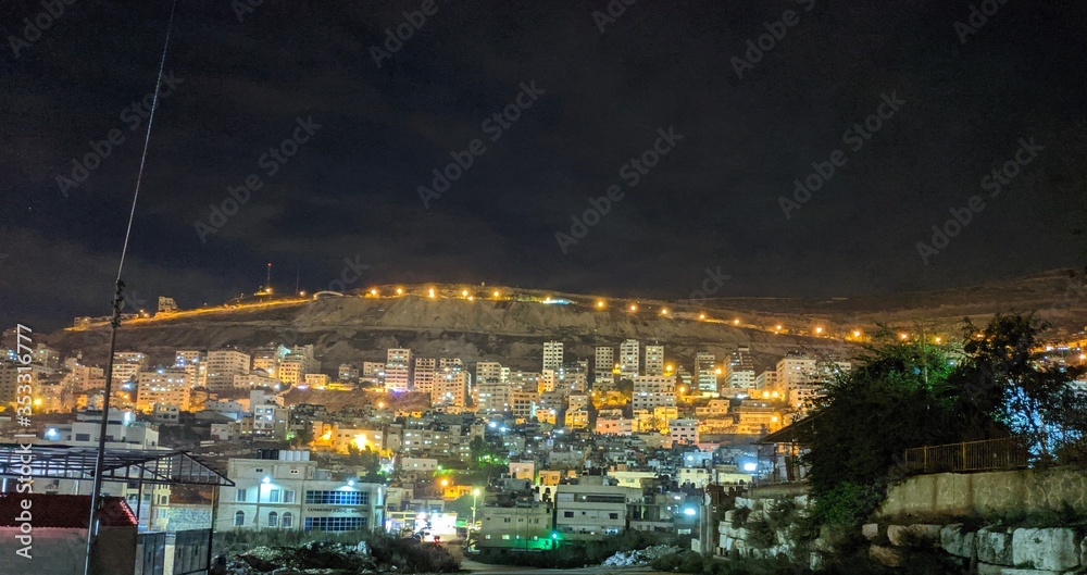 night view of a city on the mountainside