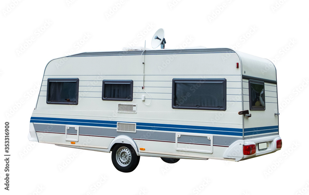 Caravan isolated on white background with clipping path included