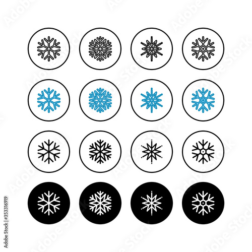Set of Snowflake icons. snow icon vector. Symbol of winter, frozen