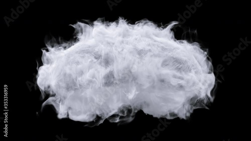 Cloud in slow motion on a black background isolated.Alpha channel.