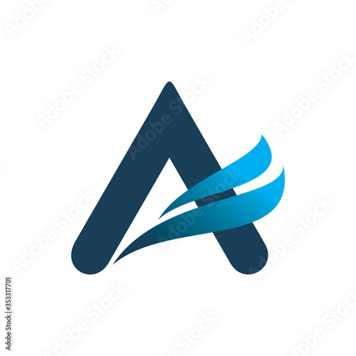 full color font letter a wing aero logo design