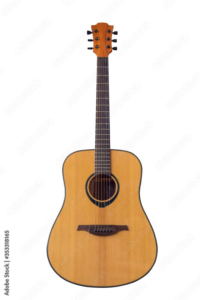 Acoustic guitar on a white background