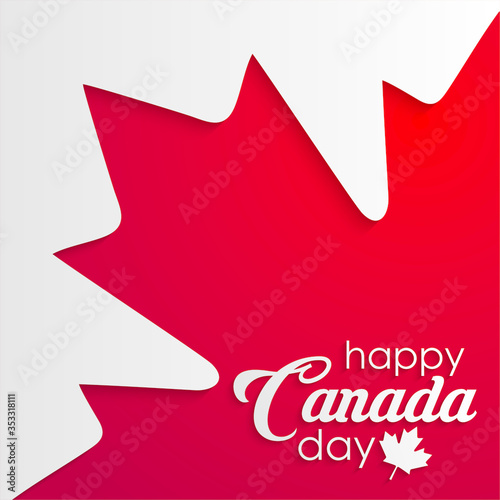Happy Canada Day calligraphy lettering with red maple leaf. vector illustration. paper art style