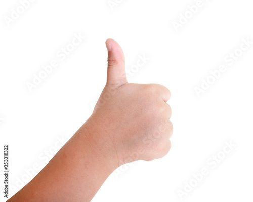 The fingers of a child on a white background