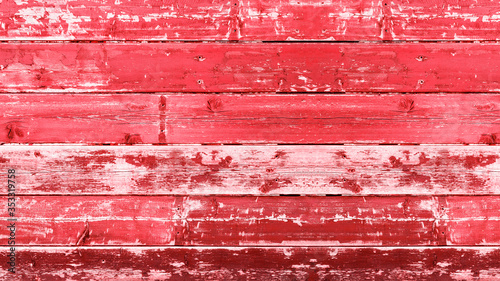 Old rustic grunge weathered red white painted peeled exfoliated wooden boards texture - Wood Background