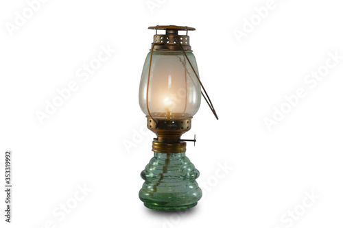 Light Fixture Lantern Oil Lamp. Vintage lamp isolate on white background.