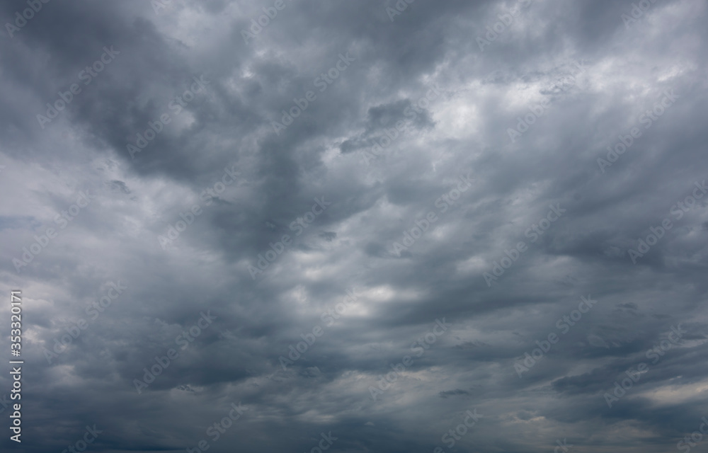 Background of rain storm clounds. Dark clouds.