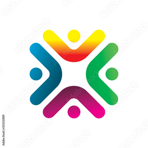 creative full color people group team active healthy logo design