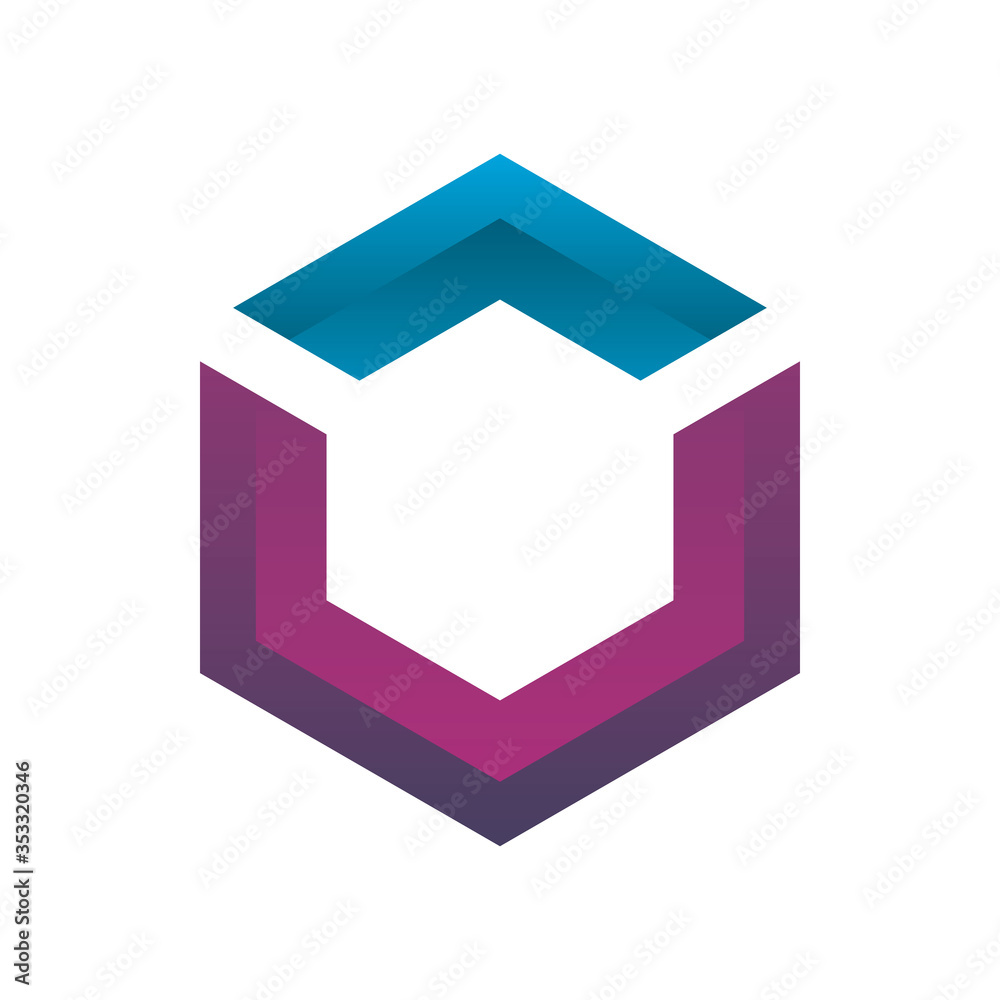 full color hexagon arrow line solid logo design full color hexagon arrow line solid logo design
