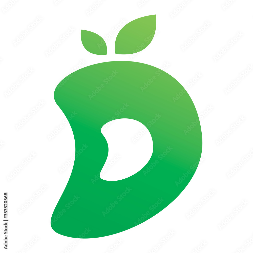 green nature leaf mango avocado fruit letter d logo design green nature leaf mango avocado fruit letter d logo design