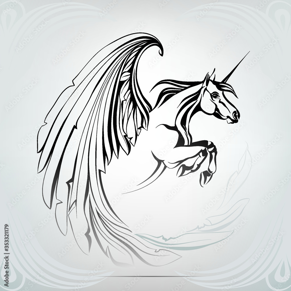 Silhouette of the winged unicorn Silhouette of the winged unicorn