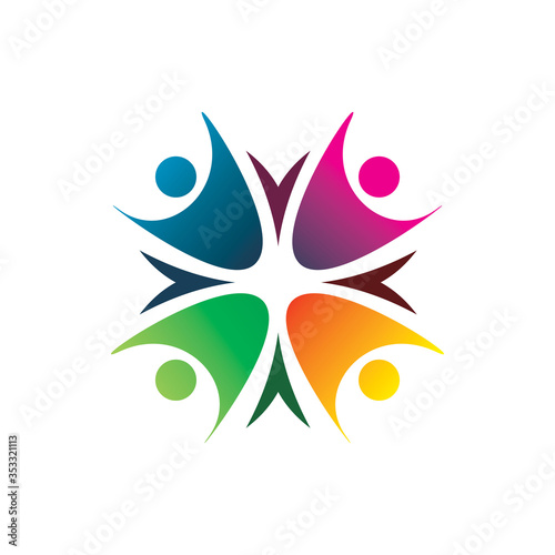 people group team creative full color logo design