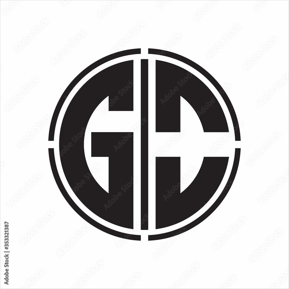 Obraz premium GO Logo initial with circle line cut design template on white background