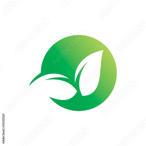 circle healthy green nature leaf logo design